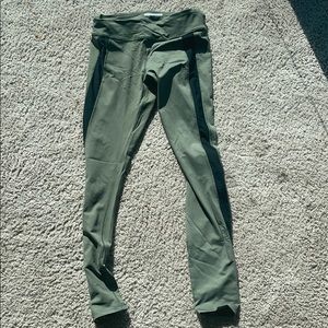 Olive Green with black mesh strip leggings
